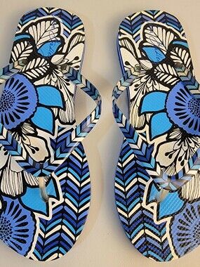 Vera Bradley Womens Sandals Small 5/6 "Blue Bayou" (Retired) Flip-Flops New READ